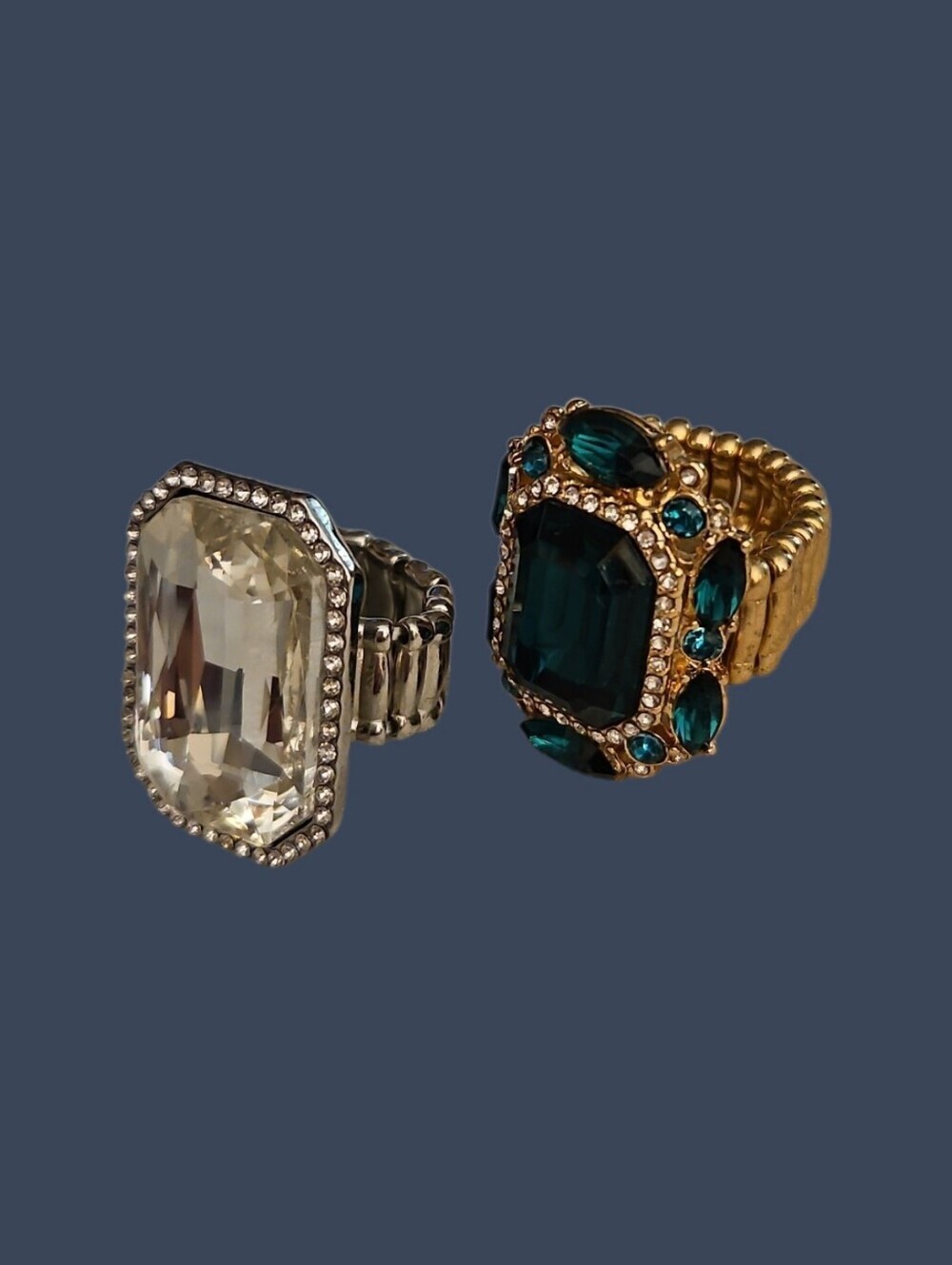 CATO Arr Deco Style Acrylic Gem Cocktail Stretch Rings